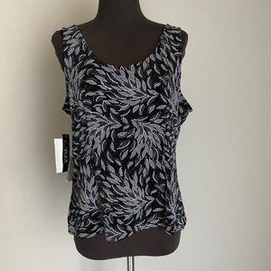 Alex Evening sz L shinny glitter leaf print blouse
